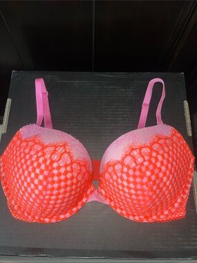 Victoria Secret Pink and Orange Lace Push-Up Bra - Women Intimates
